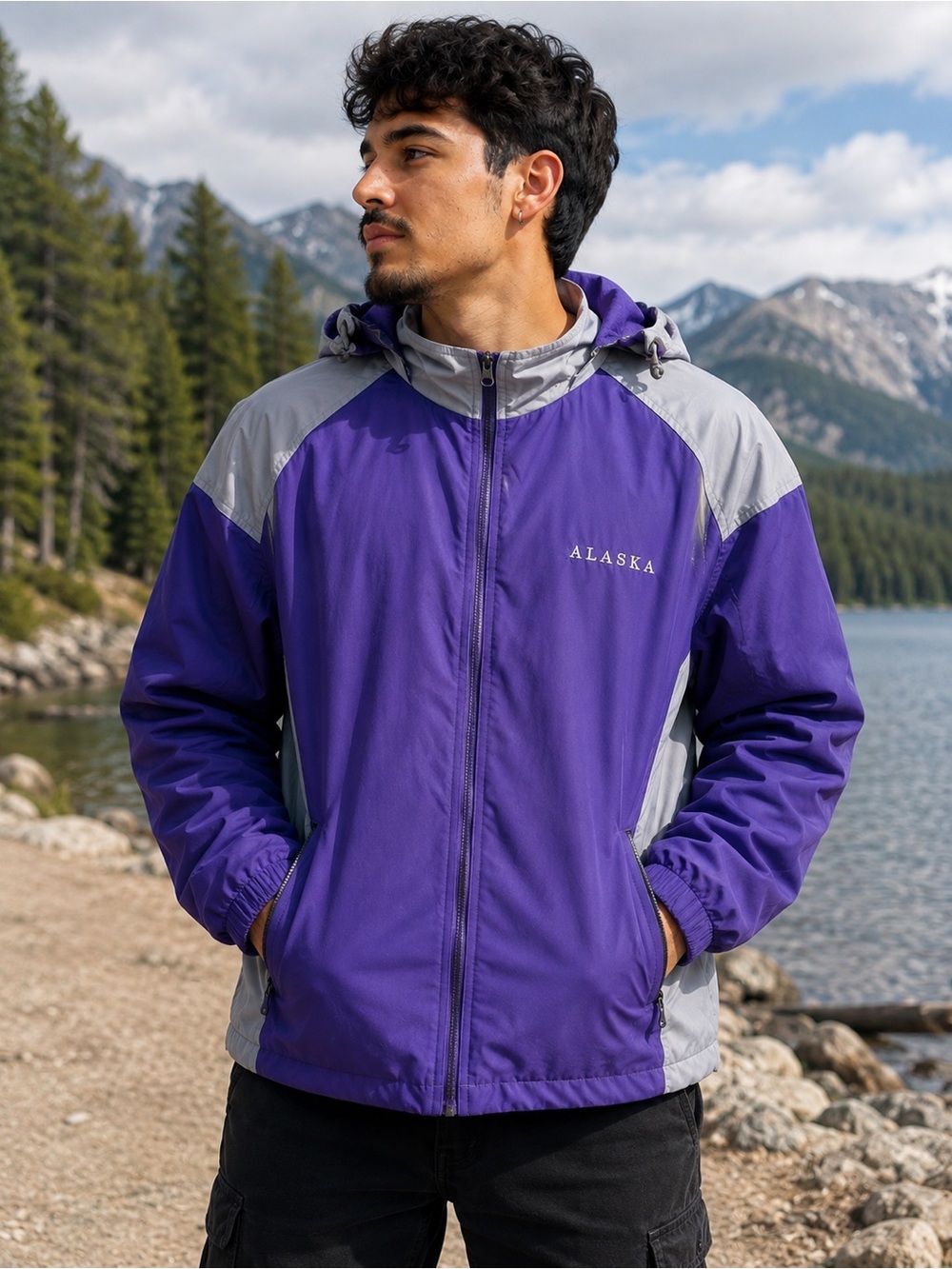 Alaska Rugged Wear
Purple Gray Colorblock Hooded Jacket